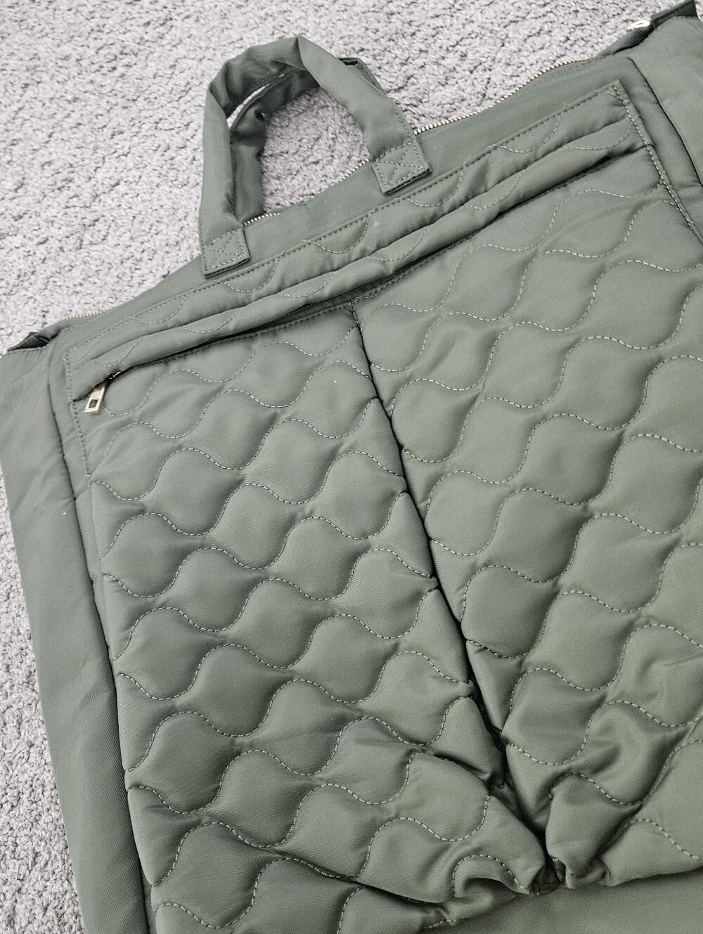 Quilted Olive Green Tote Bag